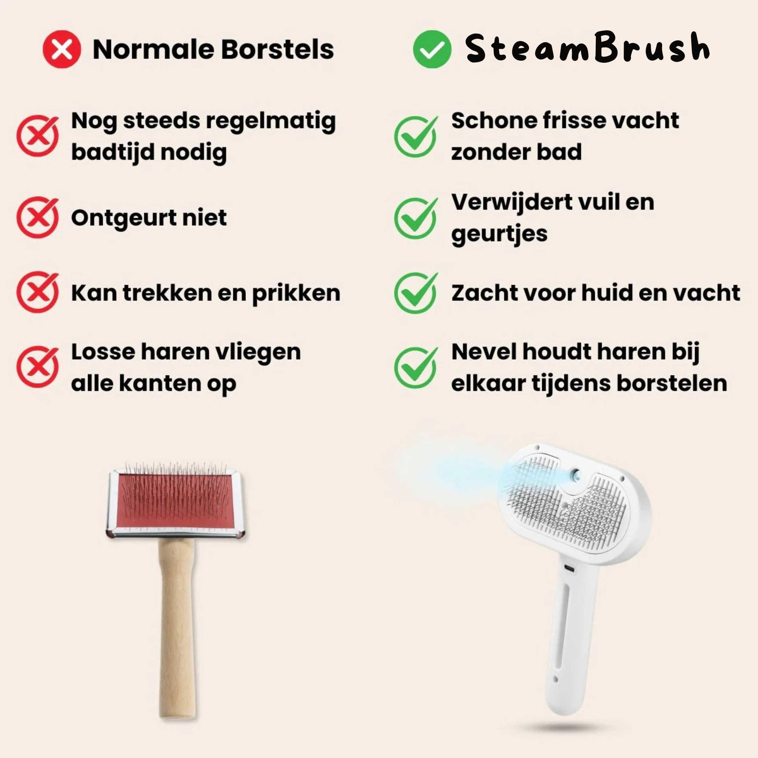 NuvoraPets® SteamBrush Pro - Professionele Vachtverzorgings Borstel voor Huisdieren