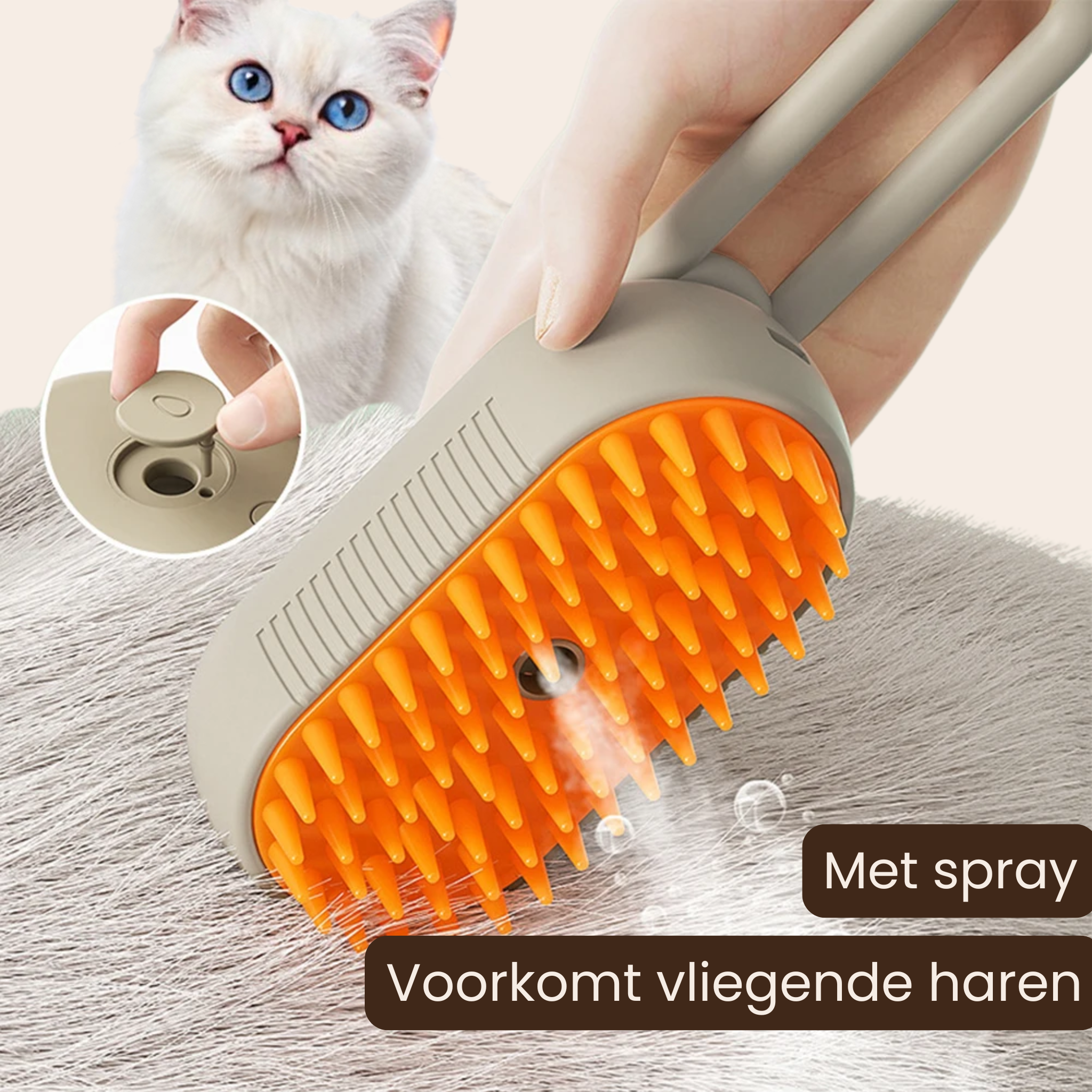 NuvoraPets® 3-in-1 elektrische stoomborstel voor hond en kat