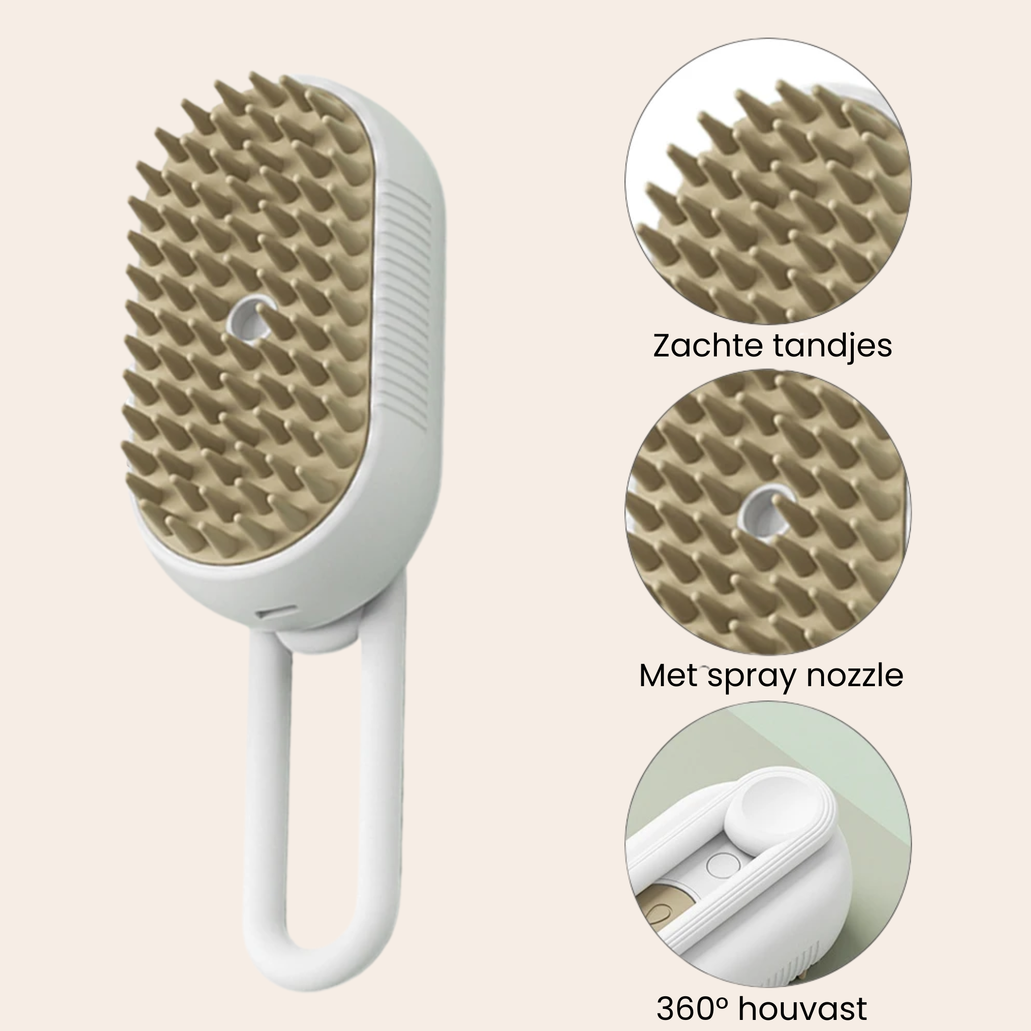 NuvoraPets® 3-in-1 elektrische stoomborstel voor hond en kat